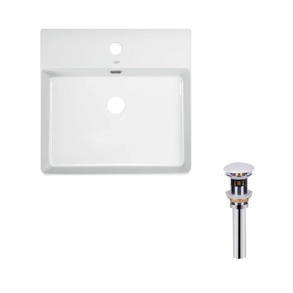 Раковина Qtap Nando LT підвісна прямокутна 500х420х120 мм White/донний клапан PU02O