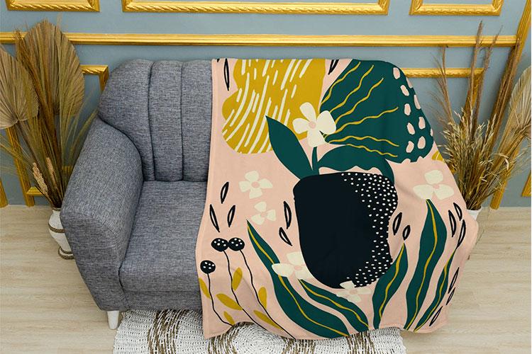 Плед PromoZP Абстрактные цветы 4 плюш однослойный 135х150 см (102350-3)