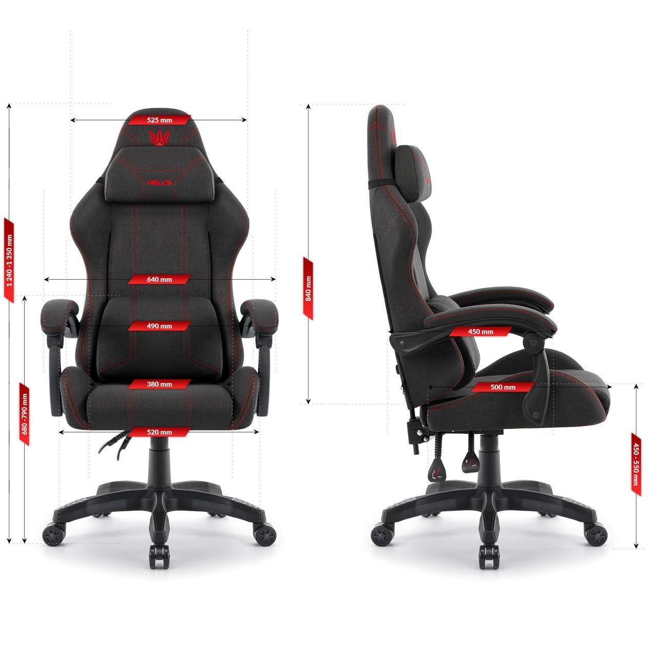 Офісне крісло Hell's HC-1014 тканина Black-Red - фото 9