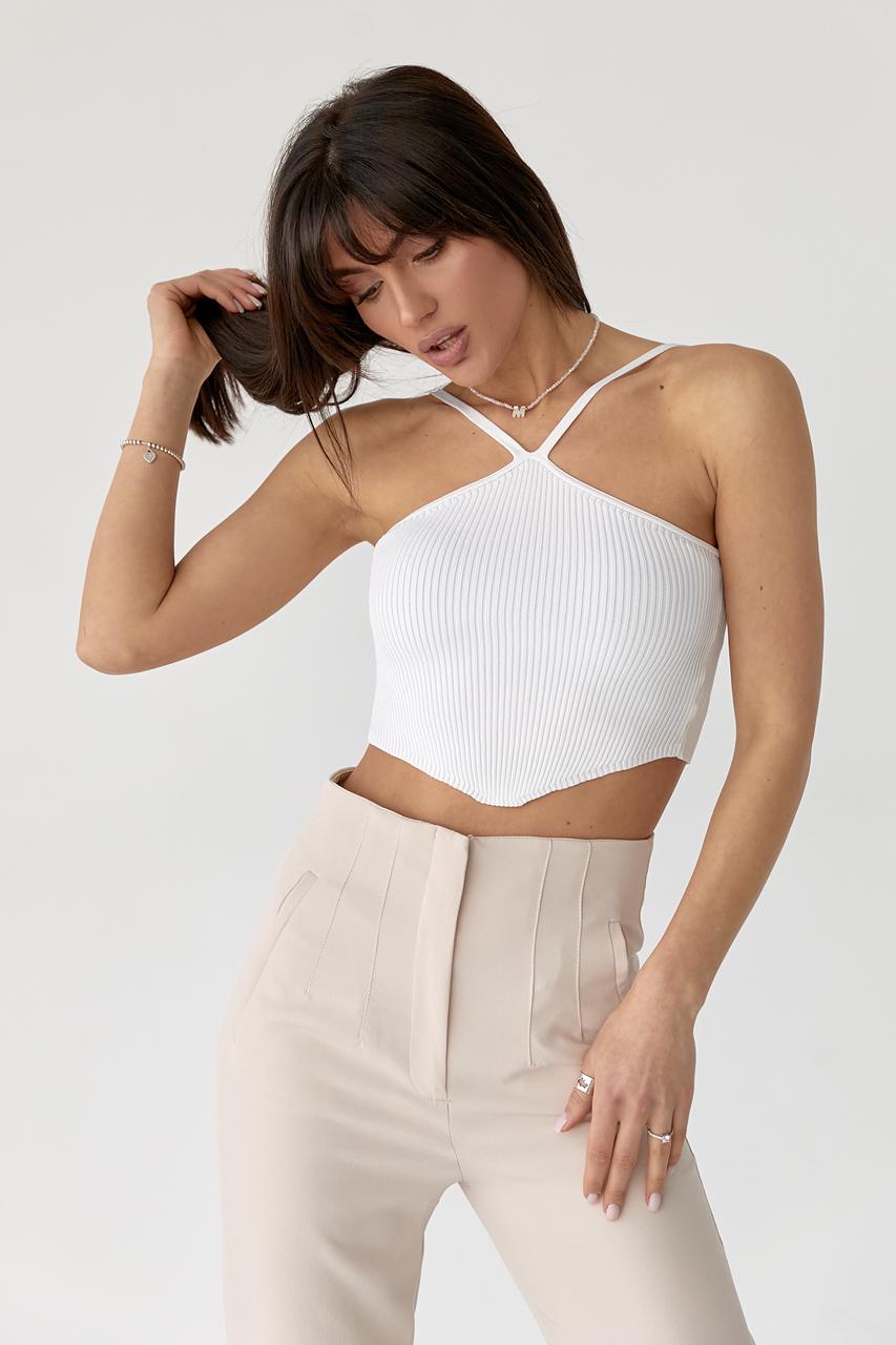 Кроп-топ женский на тонких бретелях M Молочный (10090009)