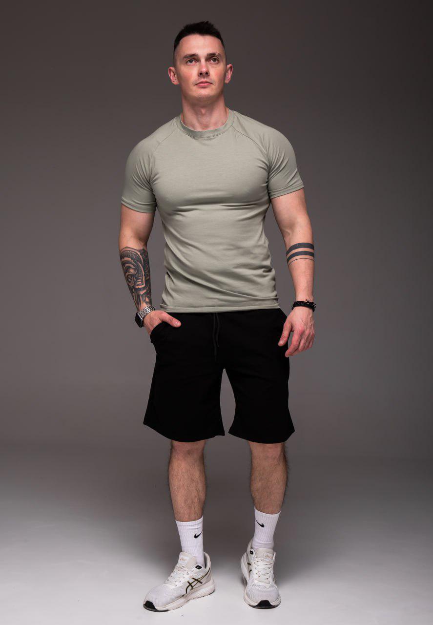 Прогулочный костюм мужской летний футболка/шорты M Хаки/Черный (2382/3/2) - фото 3 Прогулочный костюм мужской летний футболка/шорты M Хаки/Черный (2382/3/2) - фото 3