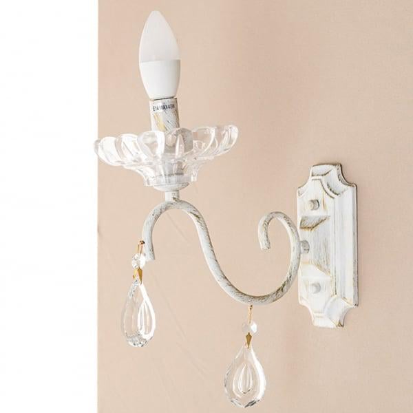 Бра Flora на 1 свічку з скляним декором Білий (OU097/1W)