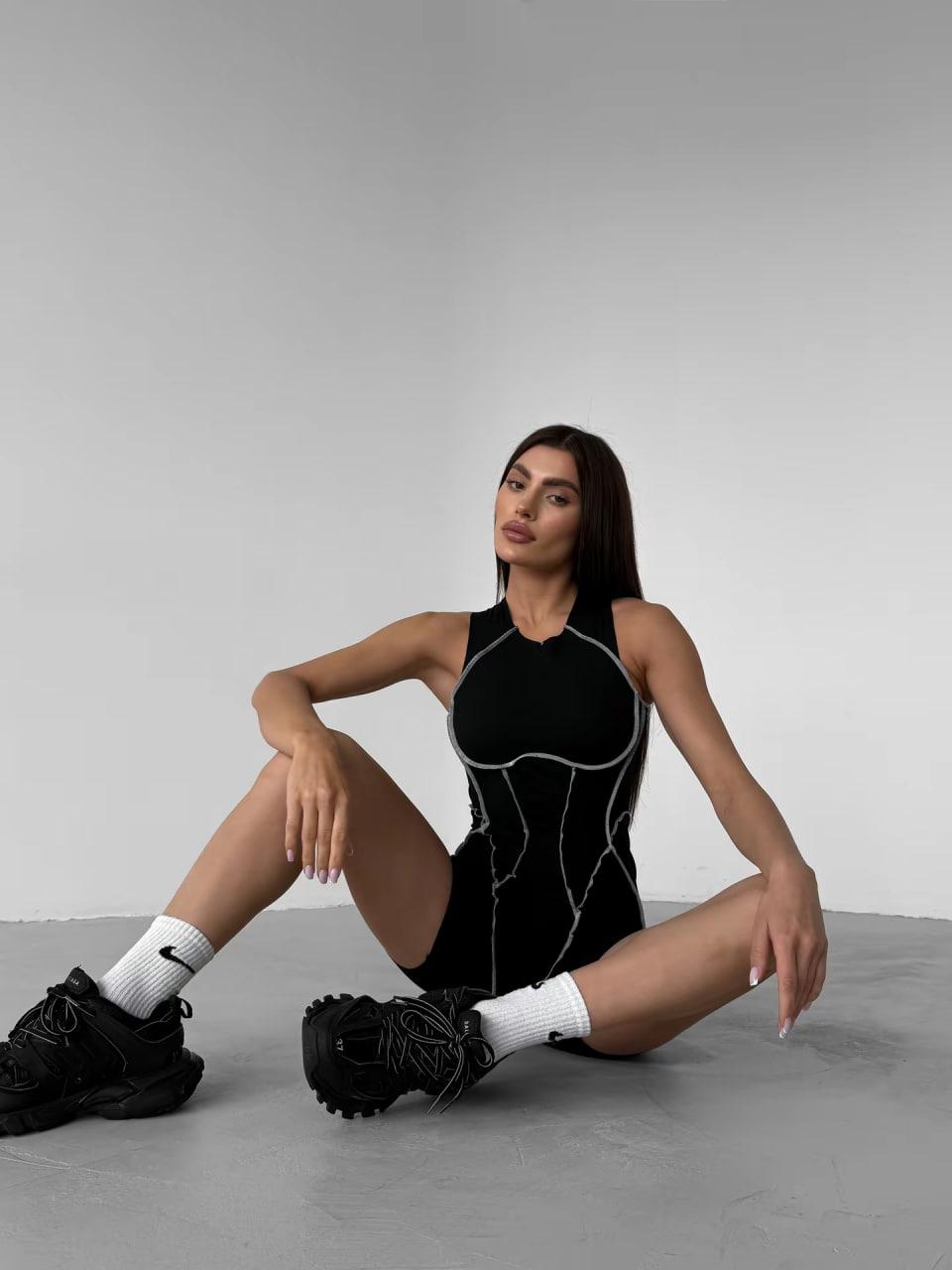 Комбінезон спортивний шви назовн без рукава йде з чашками без пуш-ап L Чорно-сірий (SJ01L) - фото 7 Комбінезон спортивний шви назовн без рукава йде з чашками без пуш-ап L Чорно-сірий (SJ01L) - фото 7