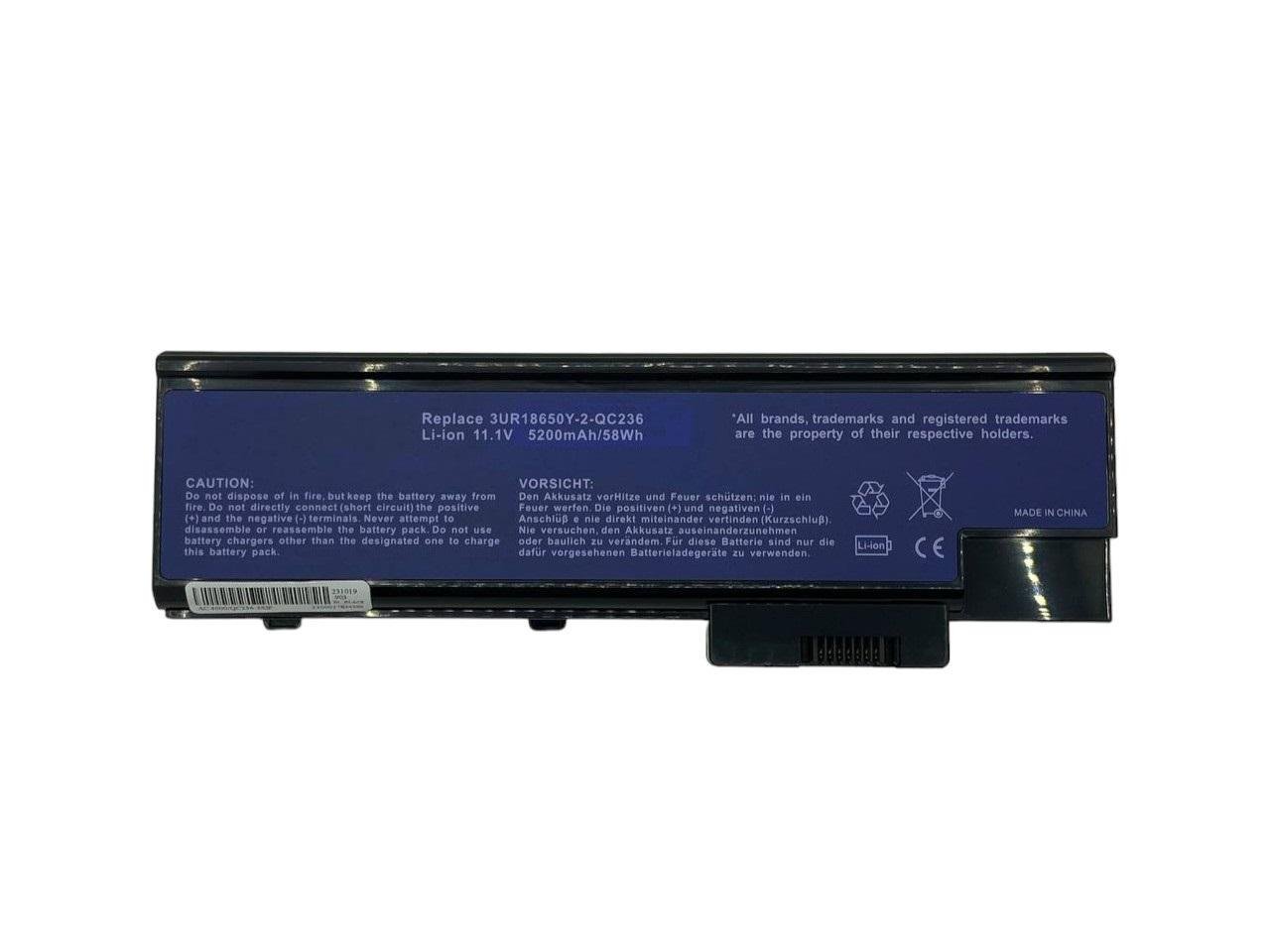 Акумулятор для ноутбука Acer 3UR18650Y-2-QC236 Travelmate 5600 11,1V 5200 mAh OEM Black