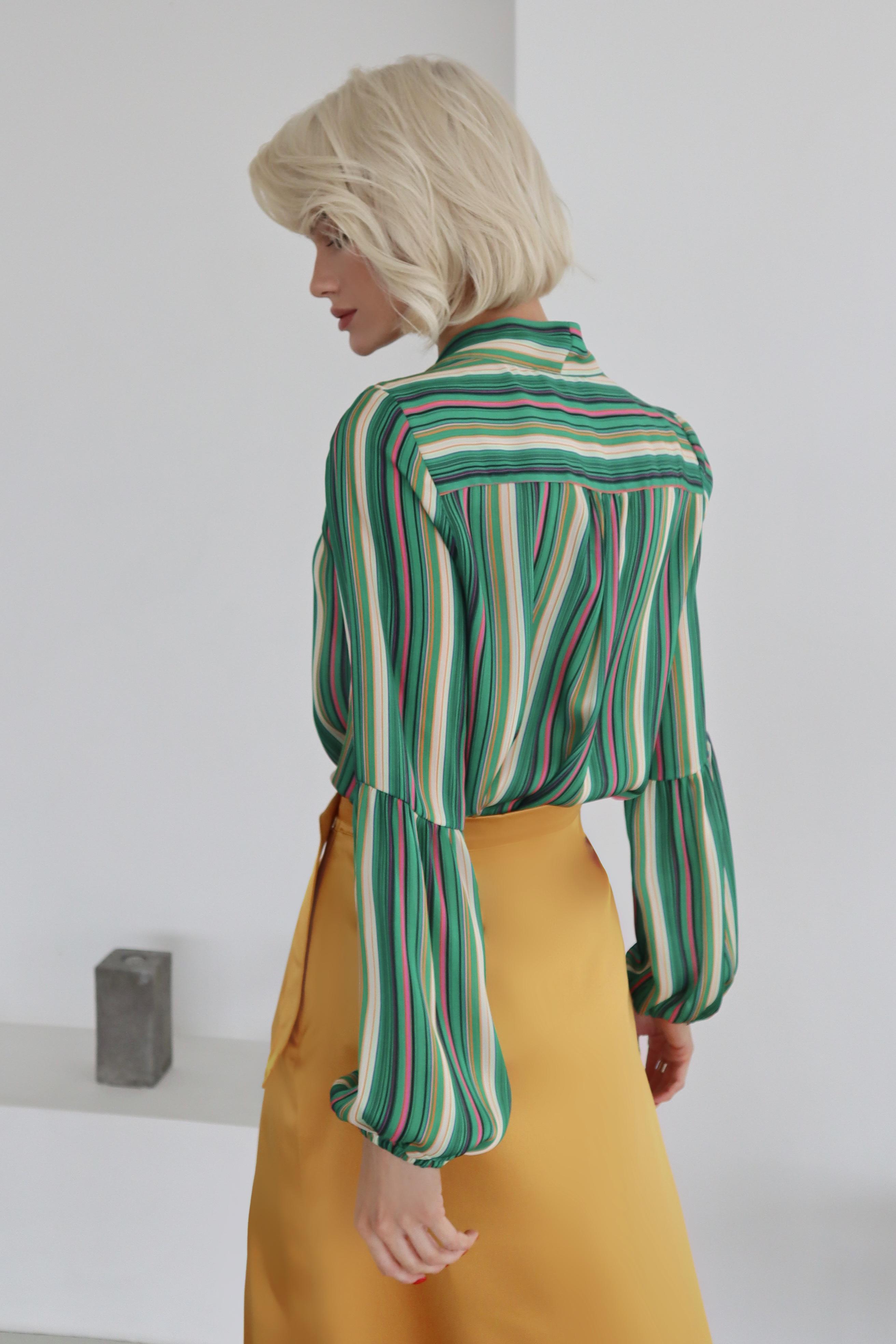 Блуза Lipar 2859 шифонова з бантом в смужку р. 42 Зелений (16916724) - фото 3 Блуза Lipar 2859 шифонова з бантом в смужку р. 42 Зелений (16916724) - фото 3