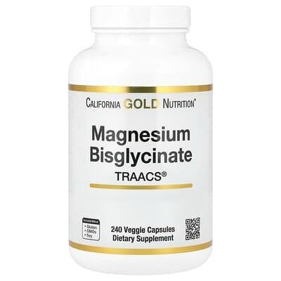 Магний бисглицинат California Gold Nutrition Magnesium Bisglycinat 200 мг 240 растительных капс. (1728381004)