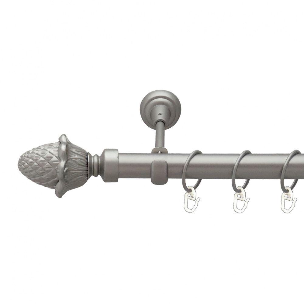 Карниз металлический Orvit Цинара однорядный открытый/гладкая труба/кольцо металлическое Сатин 25 мм 300 см (6322078)