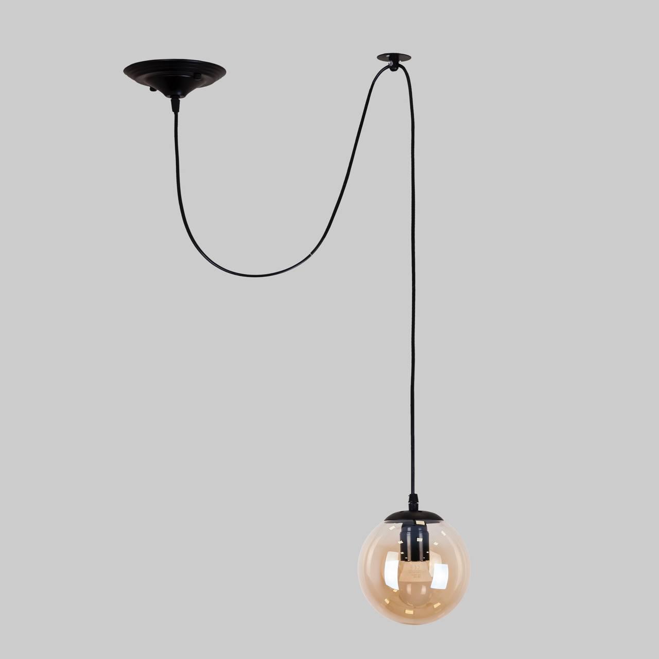Подвес со стеклянным кофейным плафоном 15 см (56-PR1501F-1 BK+BR)