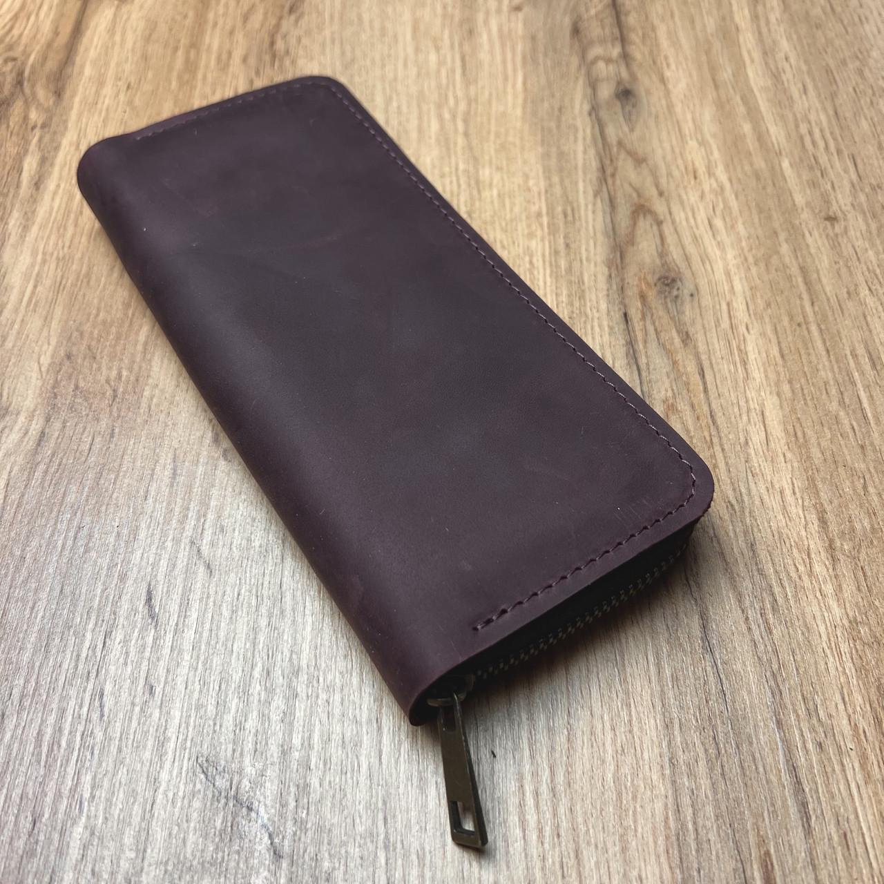 Кошелек на круговой молнии из натуральной кожи Бордо (b013-3)