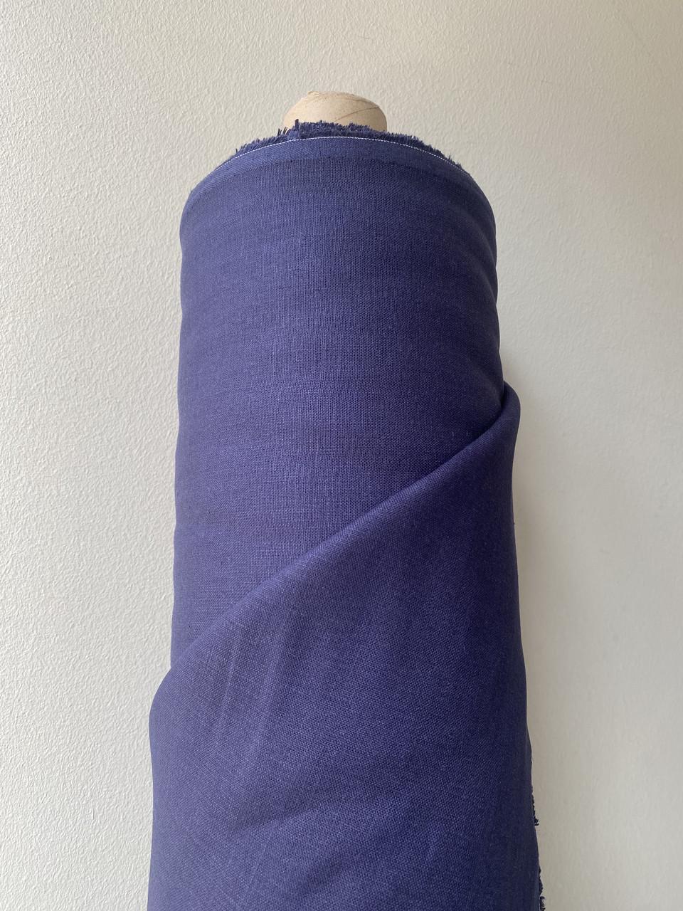 Тканина костюмна пом'якшена LINEN PLUS 100% льон 143 см 1607 Баклажановий - фото 1