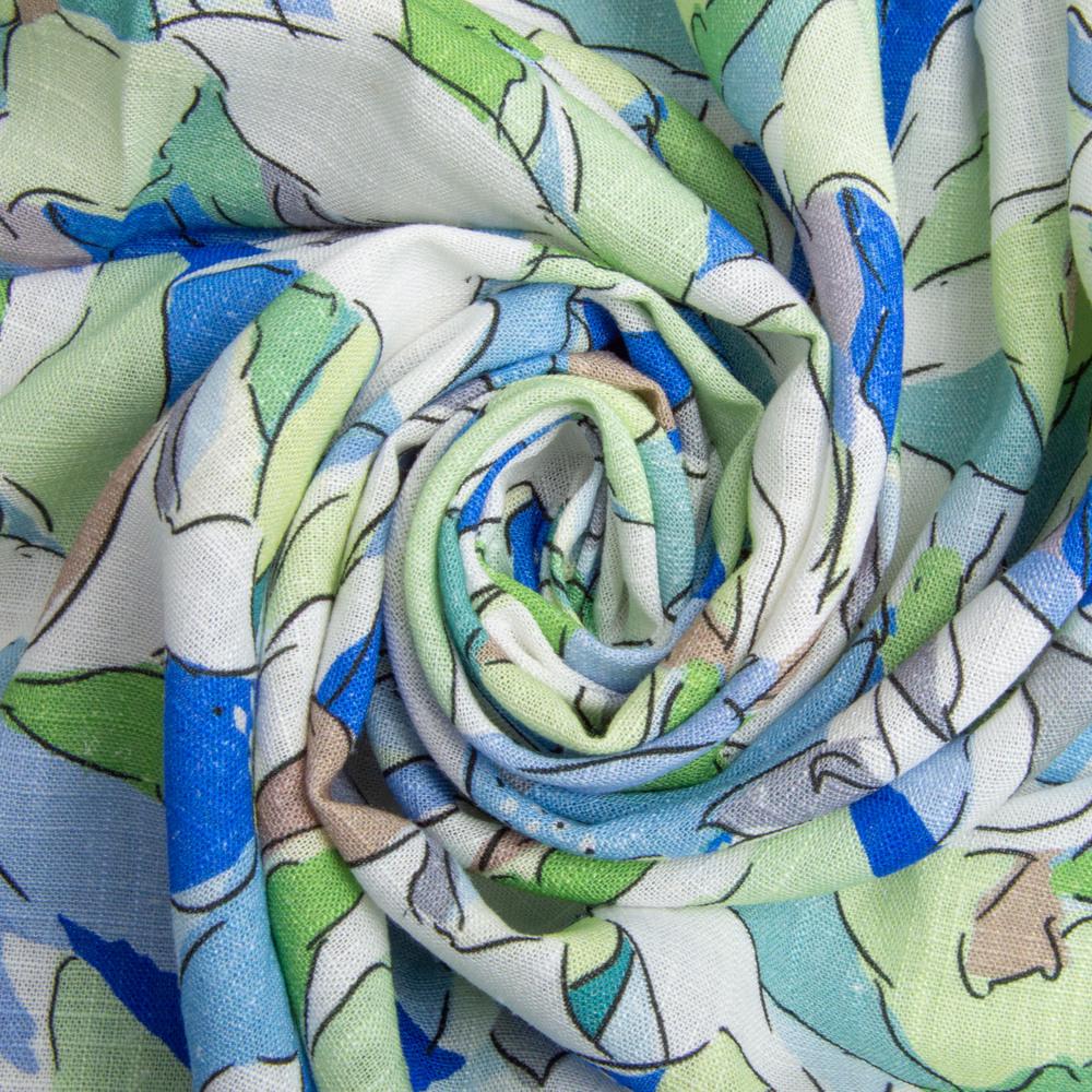 Ткань костюмно-платьяная лен с вискозой 180 г/м2 140 см акварель Синий (26450)