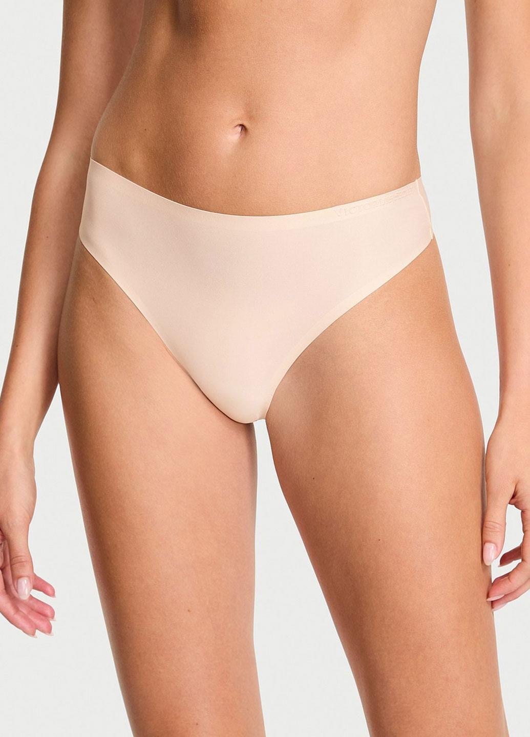 Трусики стринги эластичные Victoria's Secret Body by Victoria Flex Mid-Rise Thong Panty L Бежевый (1440000428711SEQL)