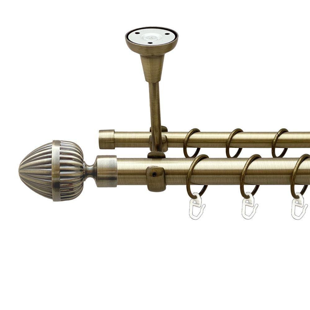 Карниз для штор Orvit Одеон двухрядный гладкий 160 см Антик (00-00018526)