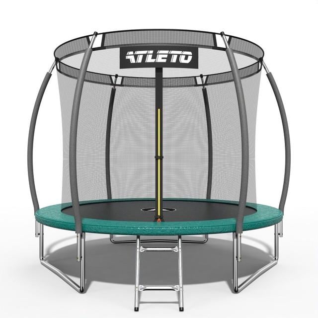 Батут детский Atleto с внутренней сеткой и стремянкой 252 см Зеленый (2928173993)