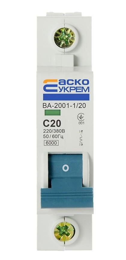 Автоматический выключатель Аско-Укрем ВА-2001 1р 20А (01774)