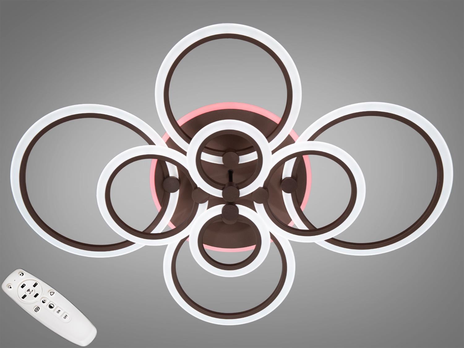 Люстра LED с пультом управления и подсветкой Кофейный (A8022/8CF LED 3color dimmer)