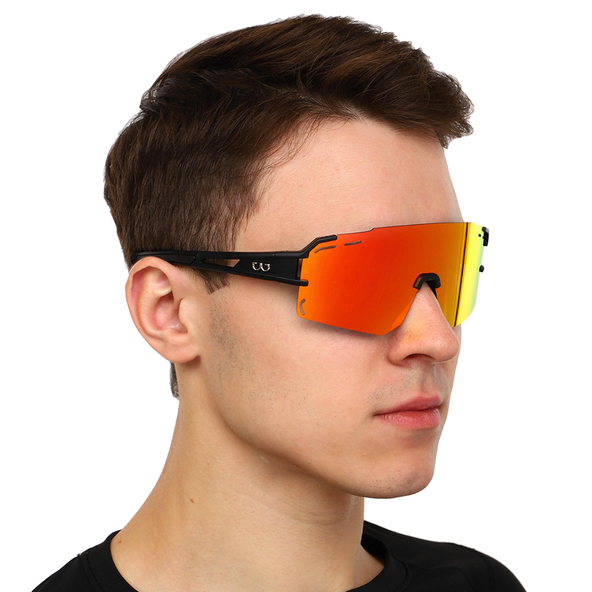 Очки спортивные солнцезащитные JHUA зеркальные Черный/Красный (JH-131-3) - фото 3