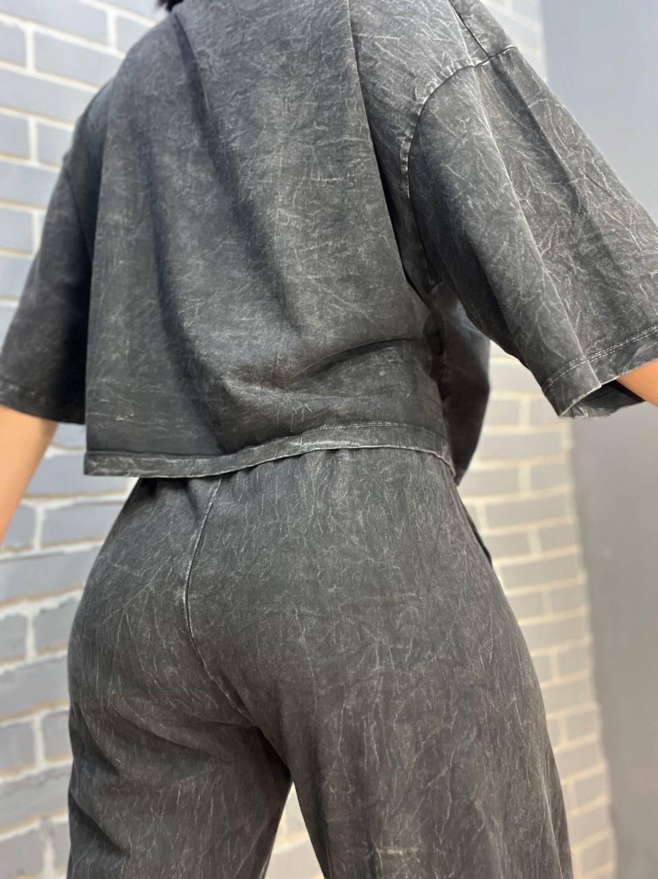 Костюм женский COAST MODA 4207 вареный с короткой футболкой и брюками M Черный (1649) - фото 7 Костюм женский COAST MODA 4207 вареный с короткой футболкой и брюками M Черный (1649) - фото 7