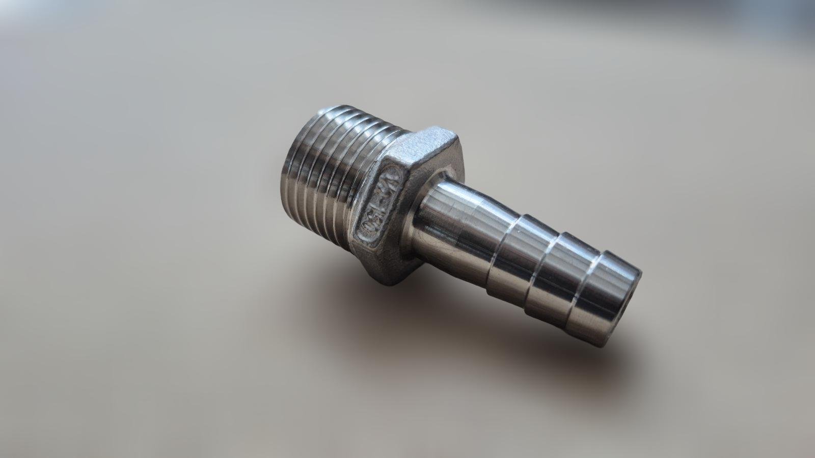 Штуцер шланговый резьбовой DN15 AISI304 BSPP елка н/ж сталь ЗР 12,7 мм 1/2" (29203285) - фото 4