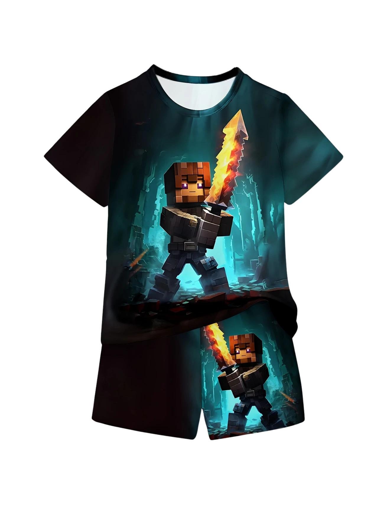 Комплект детский летний для мальчика Minecraft Огненный рыцарь шорты/футболка с двусторонним принтом 116-128 см Разноцветный (D-0071) Комплект детский летний для мальчика Minecraft Огненный рыцарь шорты/футболка с двусторонним принтом 116-128 см Разноцветный (D-0071)