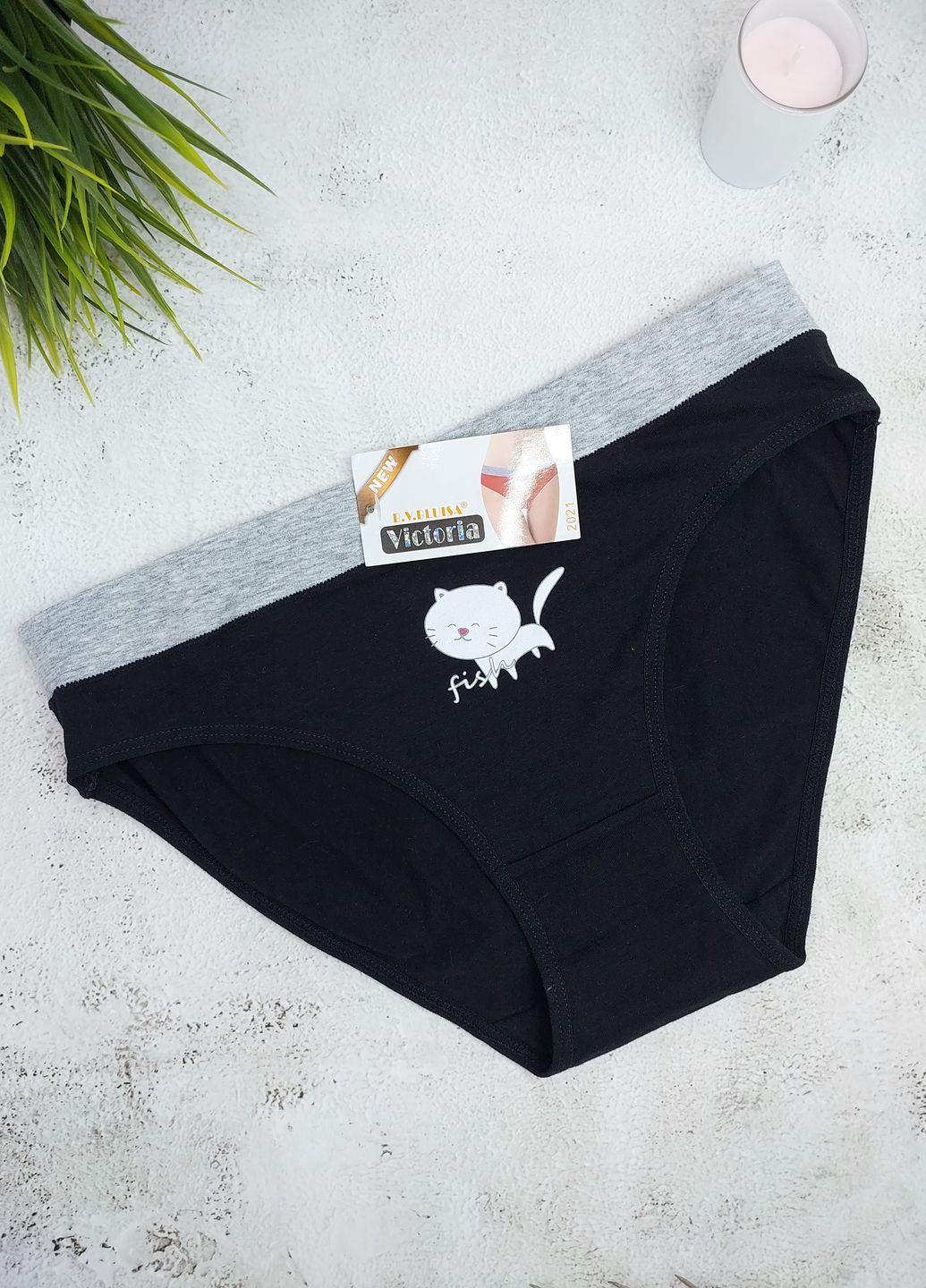 Трусики слипы с котами Черный S/M (2021-7)