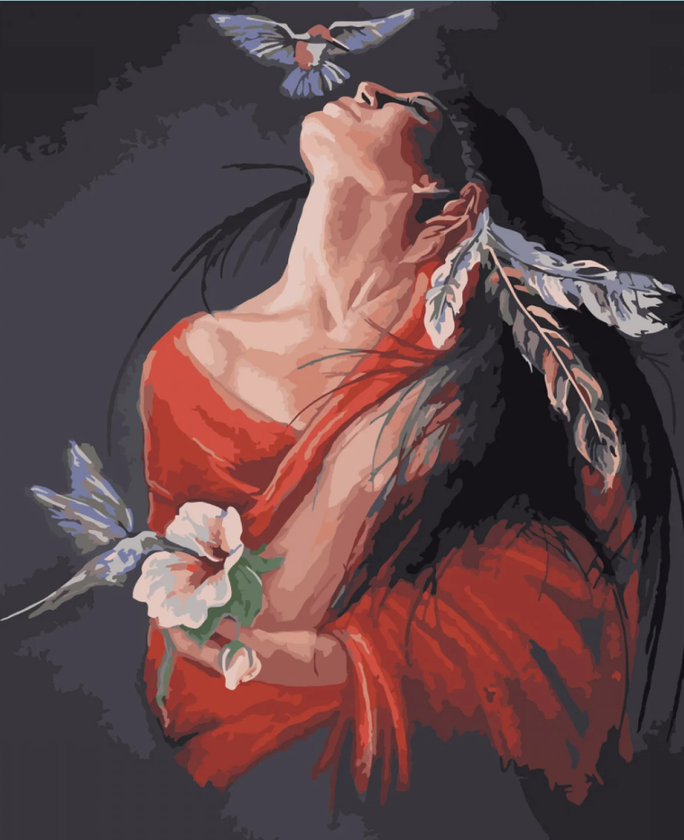 Картина по номерам Strateg Премиум Женская красота с лаком и уровнем 40x50 см (SY6641)