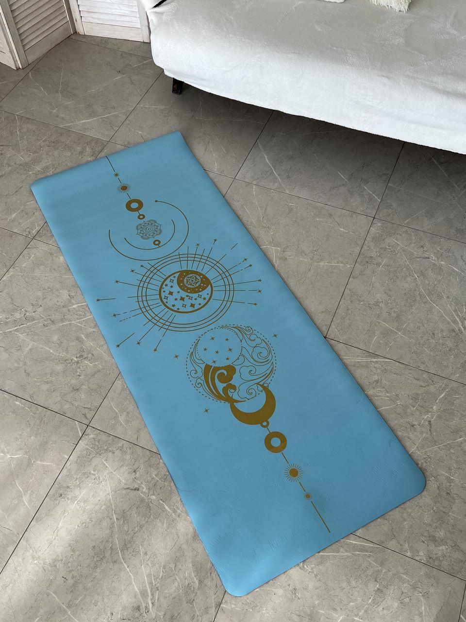 Коврик для йоги Lita Фазы луны PU премиальный каучуковый 183х68х0,5 см Голубой (13510860)