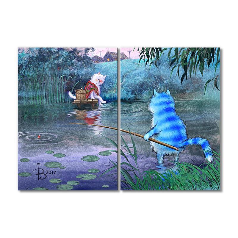 Модульная картина На речке, на речке, на том бережооочке... 2 модуля общий размер 30х45 см (_rinaz_20172224017)