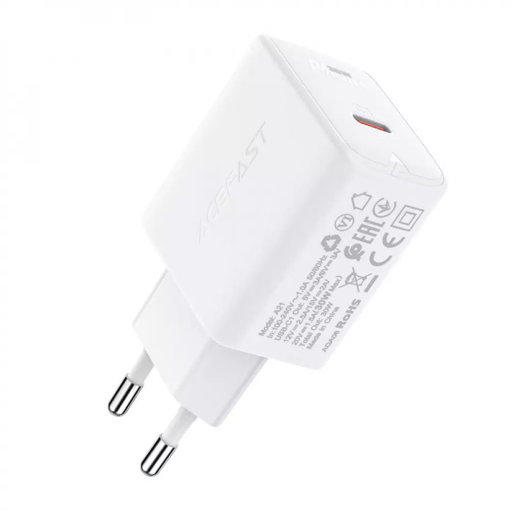 Зарядное устройство СЗУ Acefast A21 GaN 30 W Type-C White - фото 3