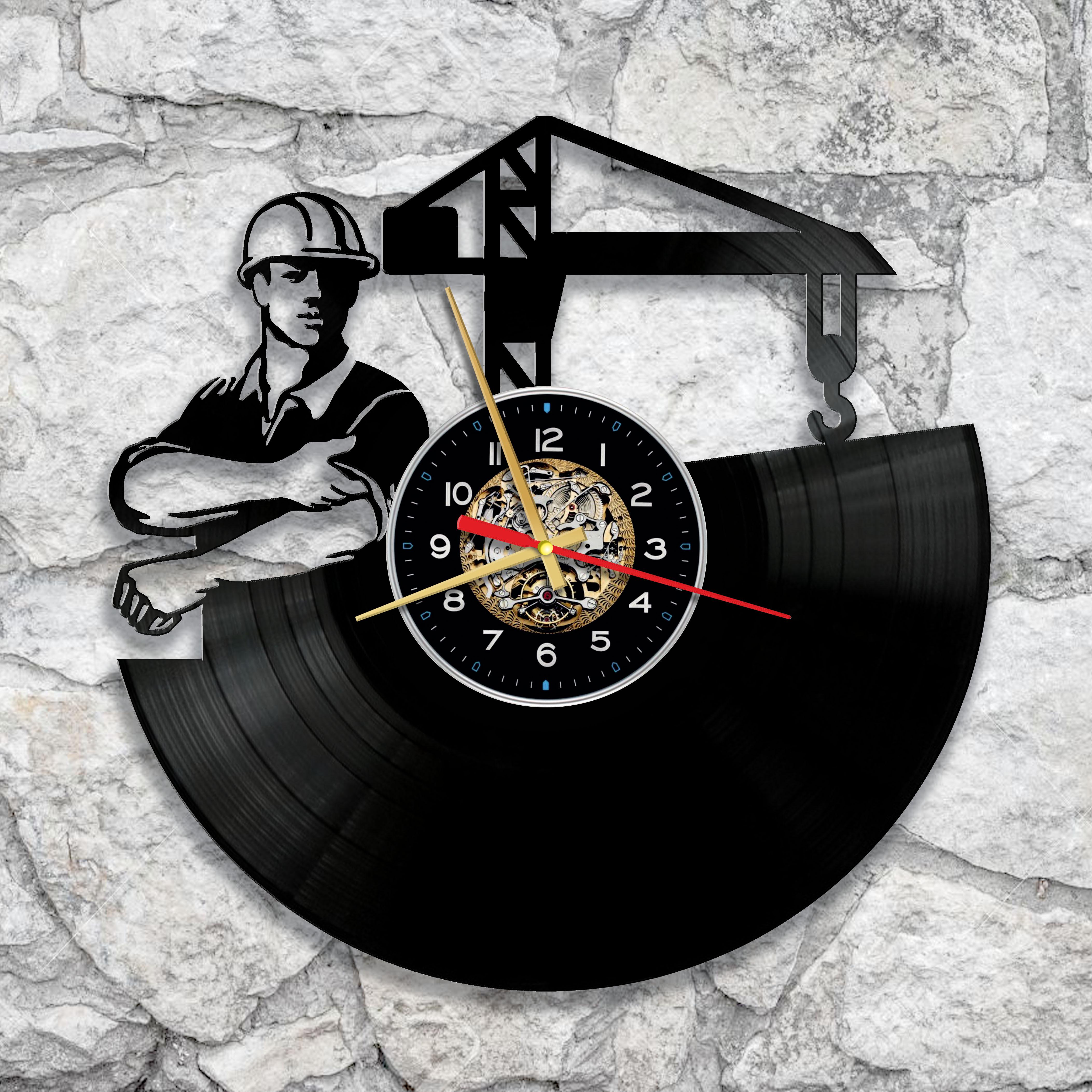 Часы настенные Строитель 3037 из виниловой пластинки