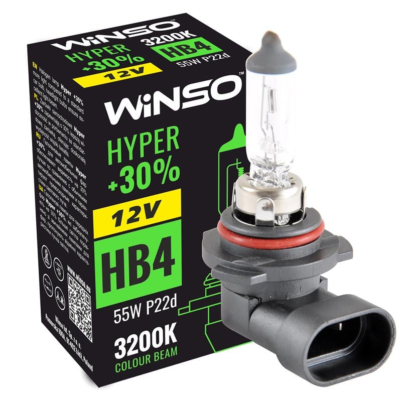 Галогенная лампа Winso Hyper HB4 12 В 55 Вт P22d +30% (712600)