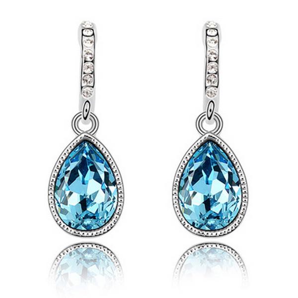 Серьги с кристаллами Сваровски Showfay 083144 Голубой