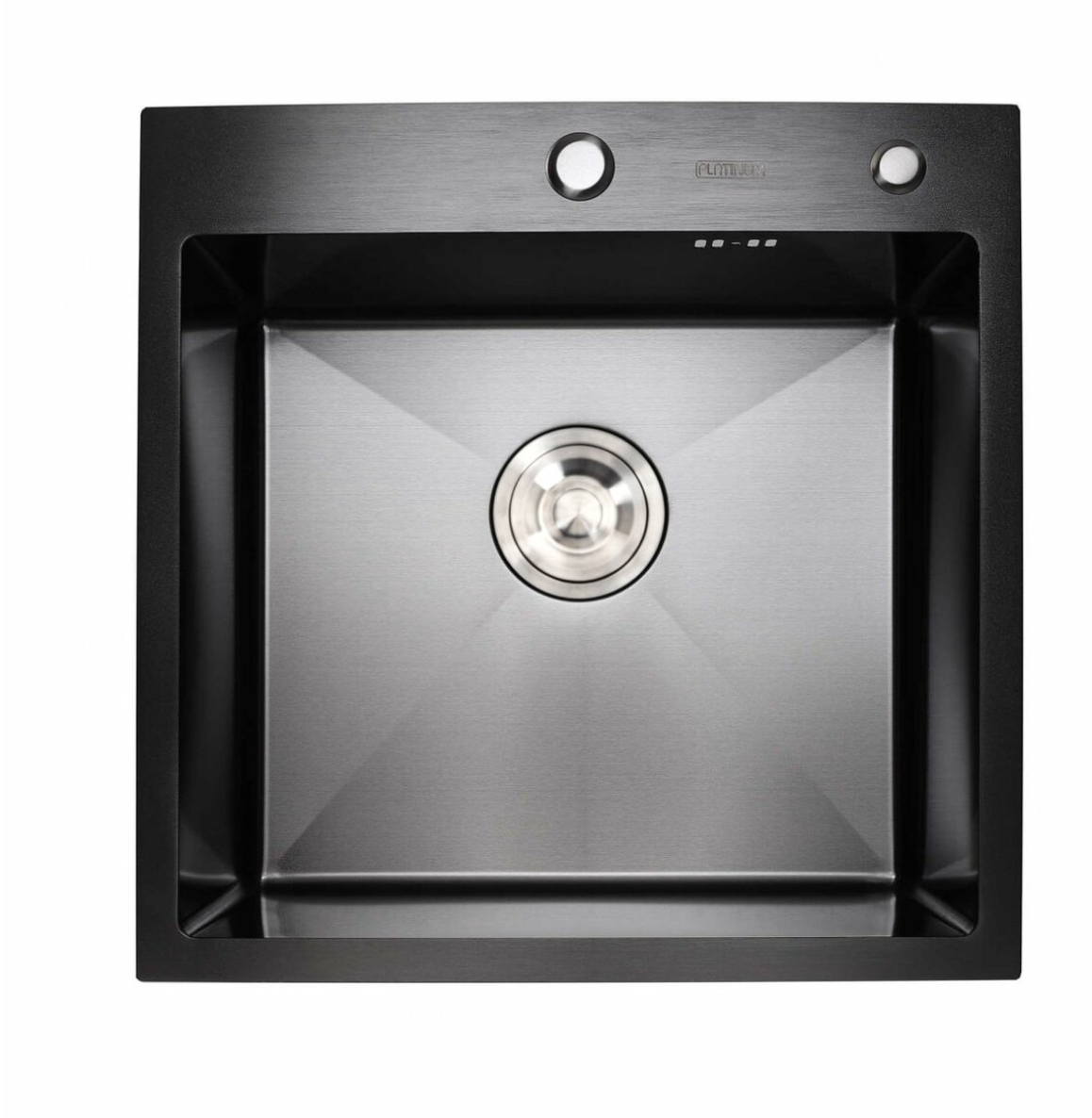 Мийка для кухні Platinum Handmade 50x50 см 3,0/0,8 мм PVD кошик/дозатор/сифон Чорний (969568e1)