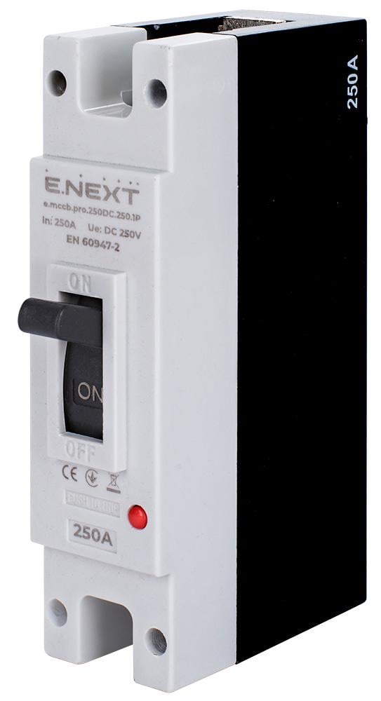 Автоматичний вимикач E.NEXT e.mccb.pro.250DC.250.1P 1P 250А 20кА на постійний струм (p089003)
