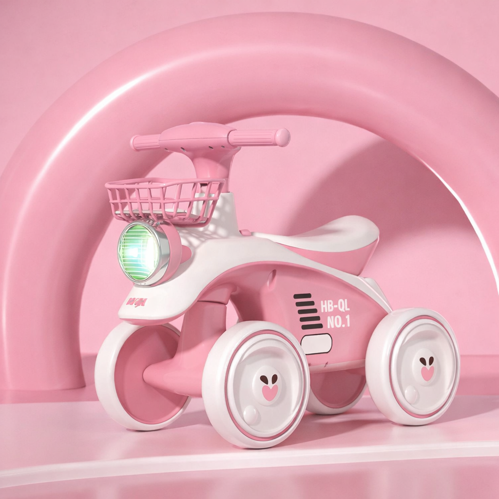 Беговел 4-х колесный со звуковыми и световыми эффектами X-625 из полипропилена 61х48х33 см Розовый