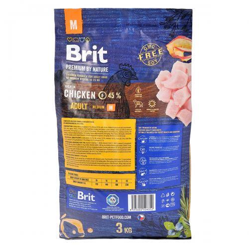 Корм сухий Brit Premium Dog M для дорослих собак середніх порід з куркою 3 кг