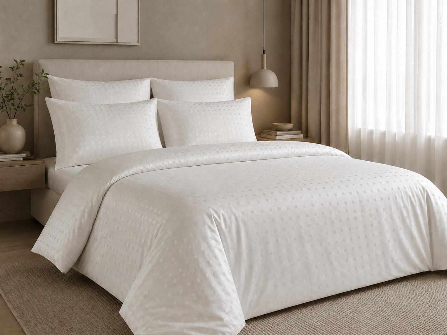 Комплект постельного белья Zastelli White Кубики жаккард семейный 2х150х215 см Айвори (36977584)
