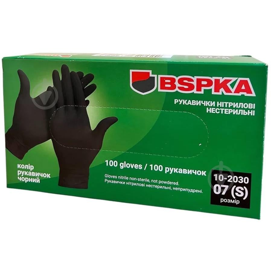 Перчатки BSPKA нитриловые плотность 3 р. 07 S Черный - фото 1