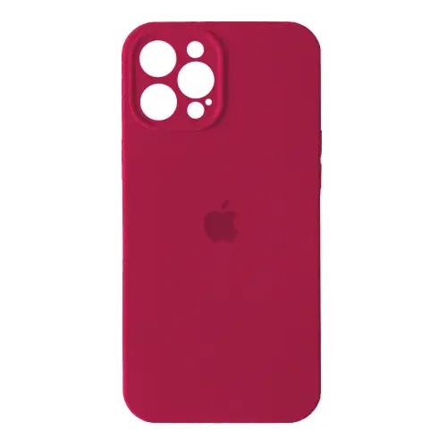 Силиконовый Чехол Накладка Закрытая Камера Silicone Case Full Camera Для iPhone 12 Pro Max Rose-Red