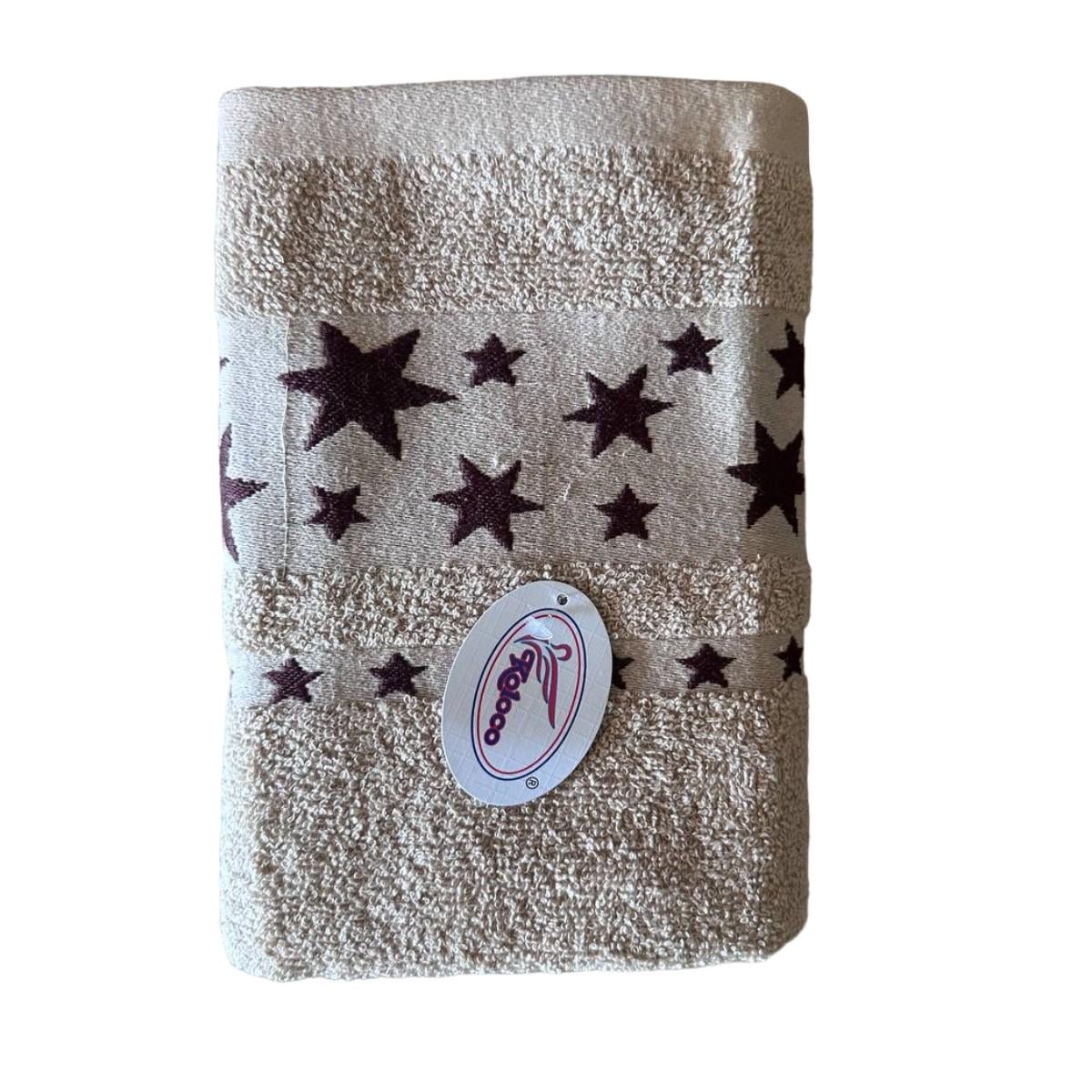 Полотенце Koloco Звезды для лица махра 50х100 см Бежевый (39465)