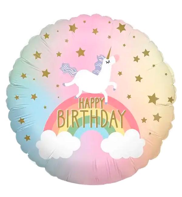 Воздушный шар Единорог на радуге 45 см (356453)