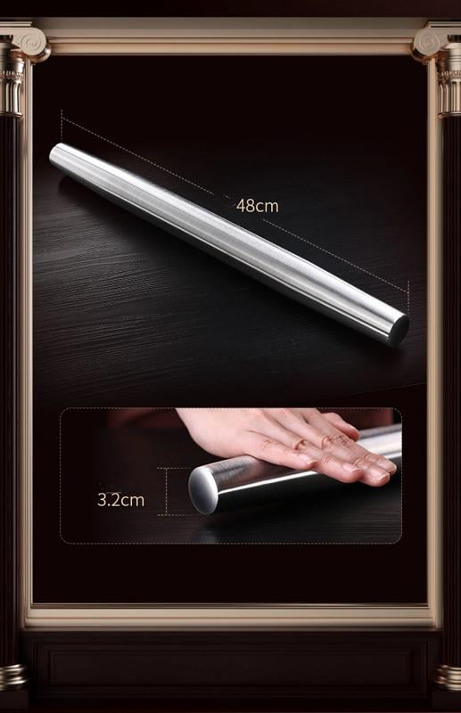 Скалка для теста и мастики нержавеющая сталь 52 см (36568) - фото 2 Скалка для теста и мастики нержавеющая сталь 52 см (36568) - фото 2