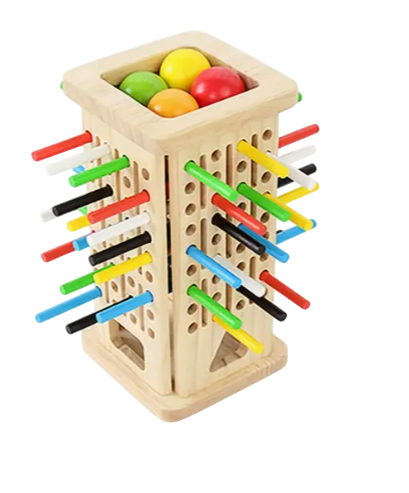 Настільна гра логічна з дерева Вчимо кольори та моторику з паличками та кубиком від 3 р. (826)