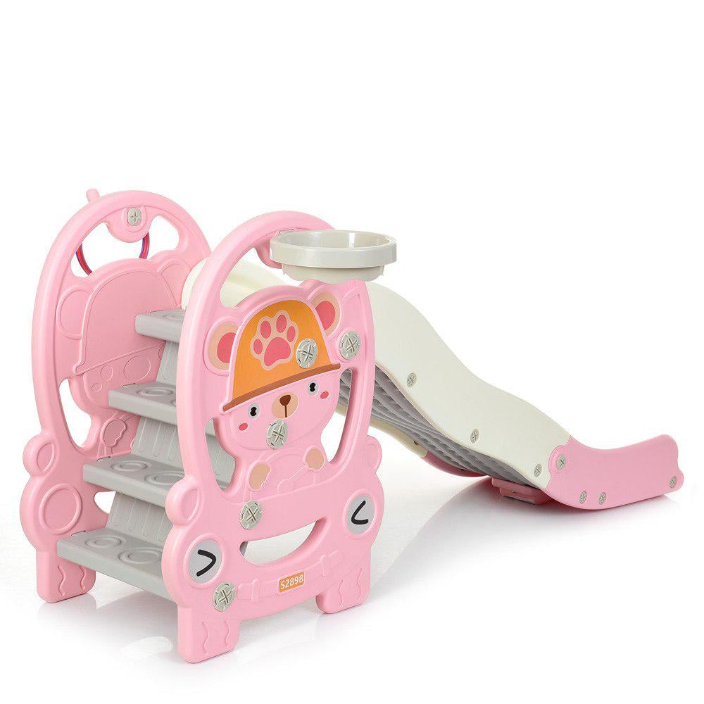 Детская горка Bambi WM19094-8 пластиковая с кольцом и мячиком Розовый (18-7-WM19094-8)