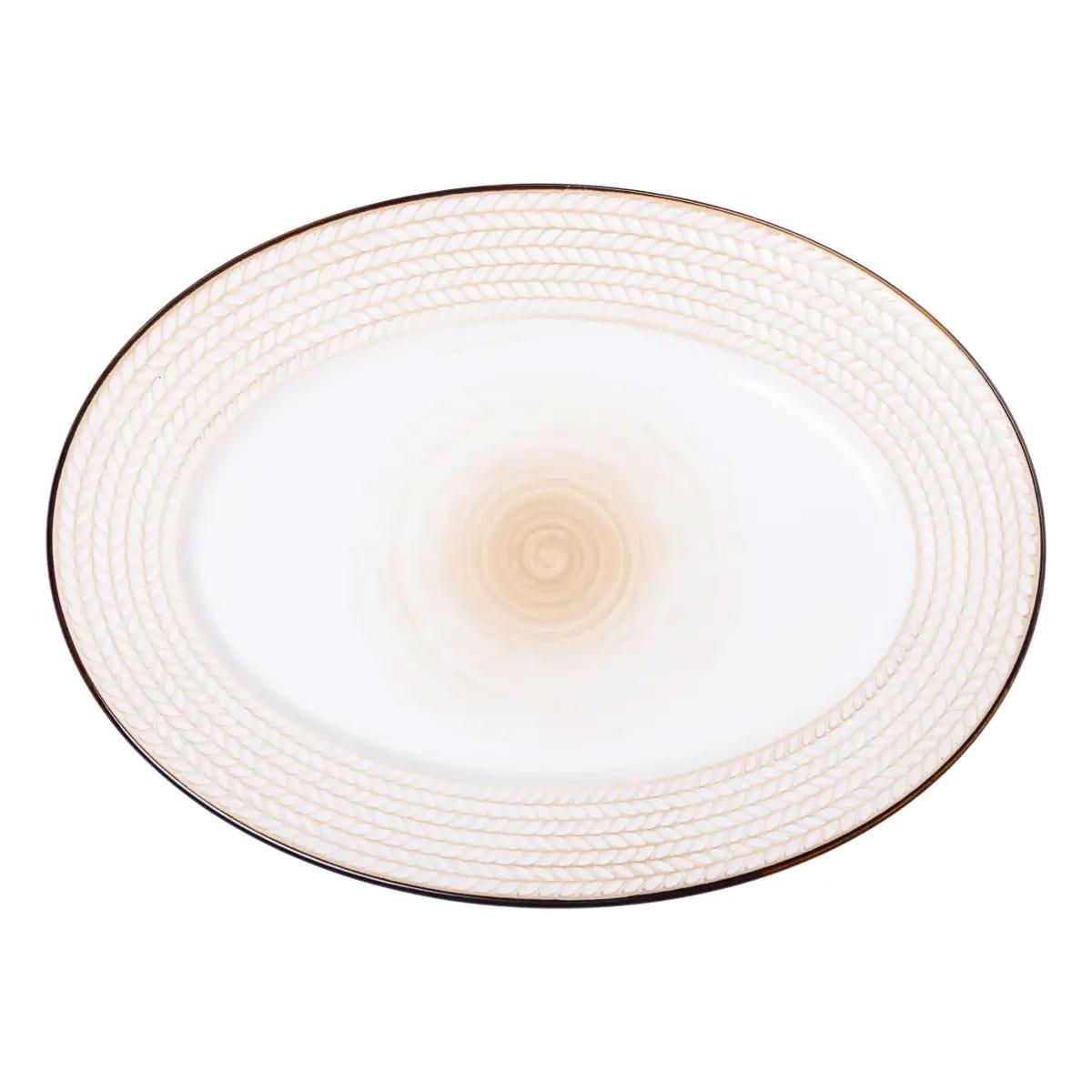 Блюдо керамічне овальне 33,5 х24, 5 см Білий (4509) - фото 2