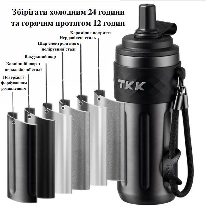 Термос с соской TKK2034 500 мл Металик черный (2640464003) - фото 6 Термос с соской TKK2034 500 мл Металик черный (2640464003) - фото 6