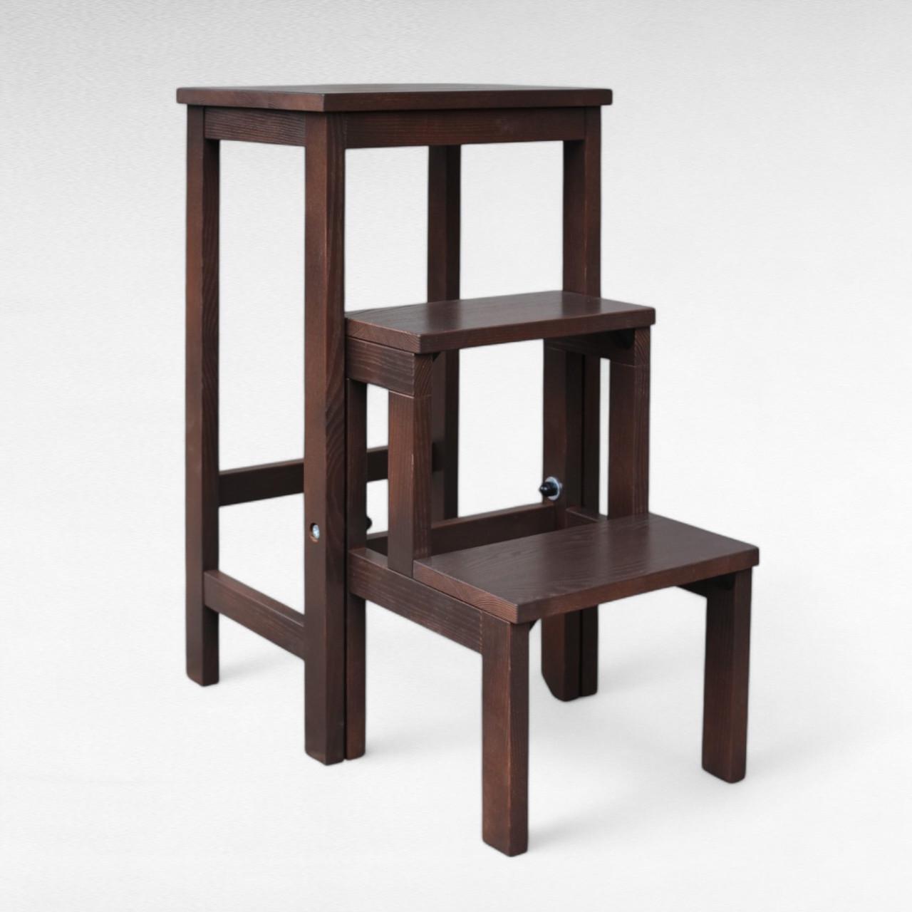 Табурет-лестница деревянный Студія Дерева Вільха ТД бытовой раскладной 3 ступеньки Темно-коричневый (31002904) - фото 3 Табурет-лестница деревянный Студія Дерева Вільха ТД бытовой раскладной 3 ступеньки Темно-коричневый (31002904) - фото 3