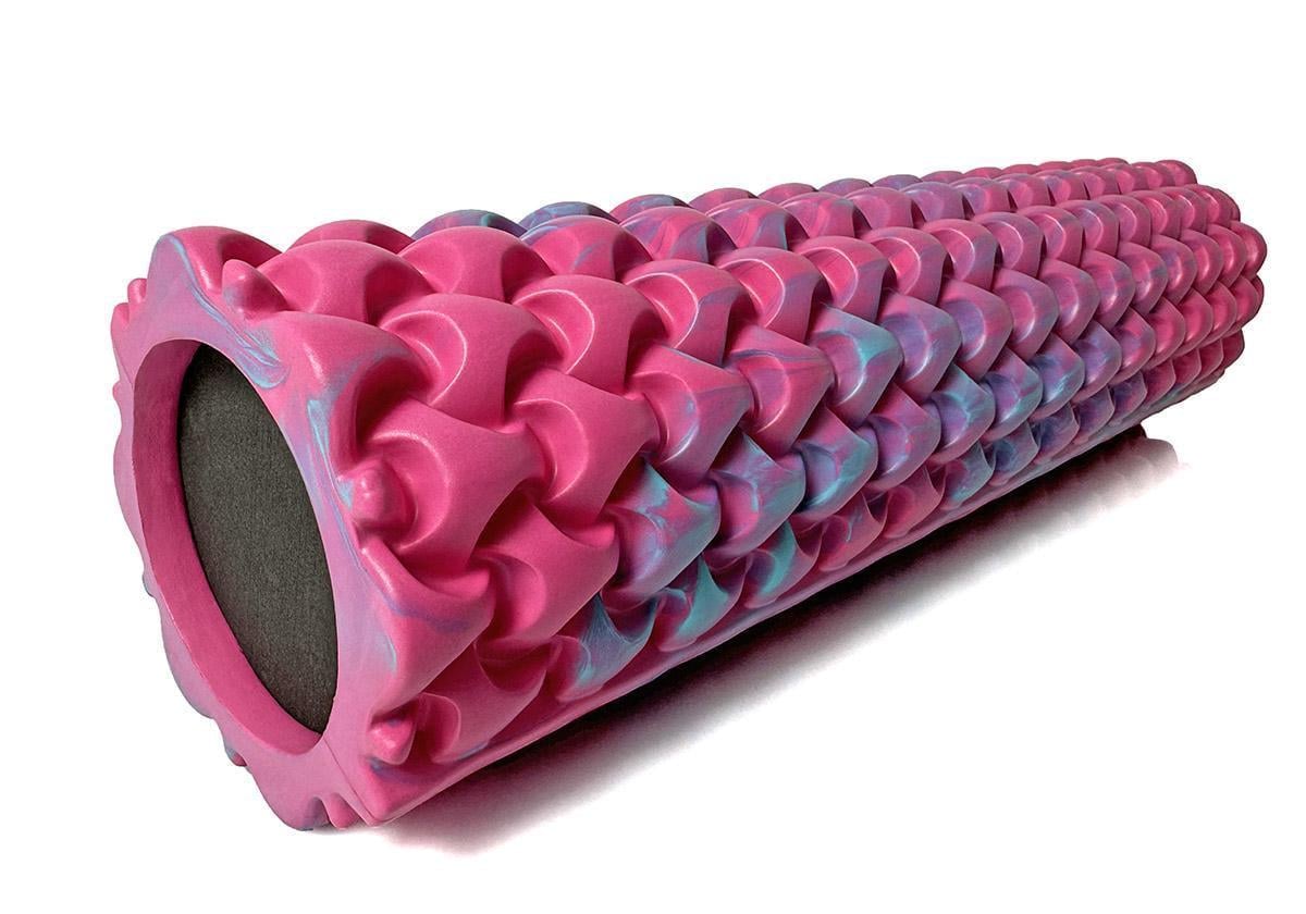 Массажный ролик EasyFit Plexus 45 см Розовый/Голубой (EF-3341-3-PB)