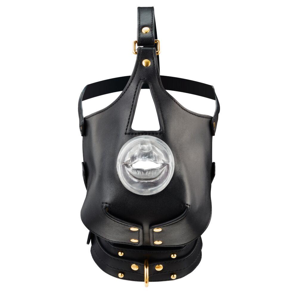Маска-доспехи для орального секса с поводком LOCKINK SEVANDA Blowjob Head Muzzle with Leash