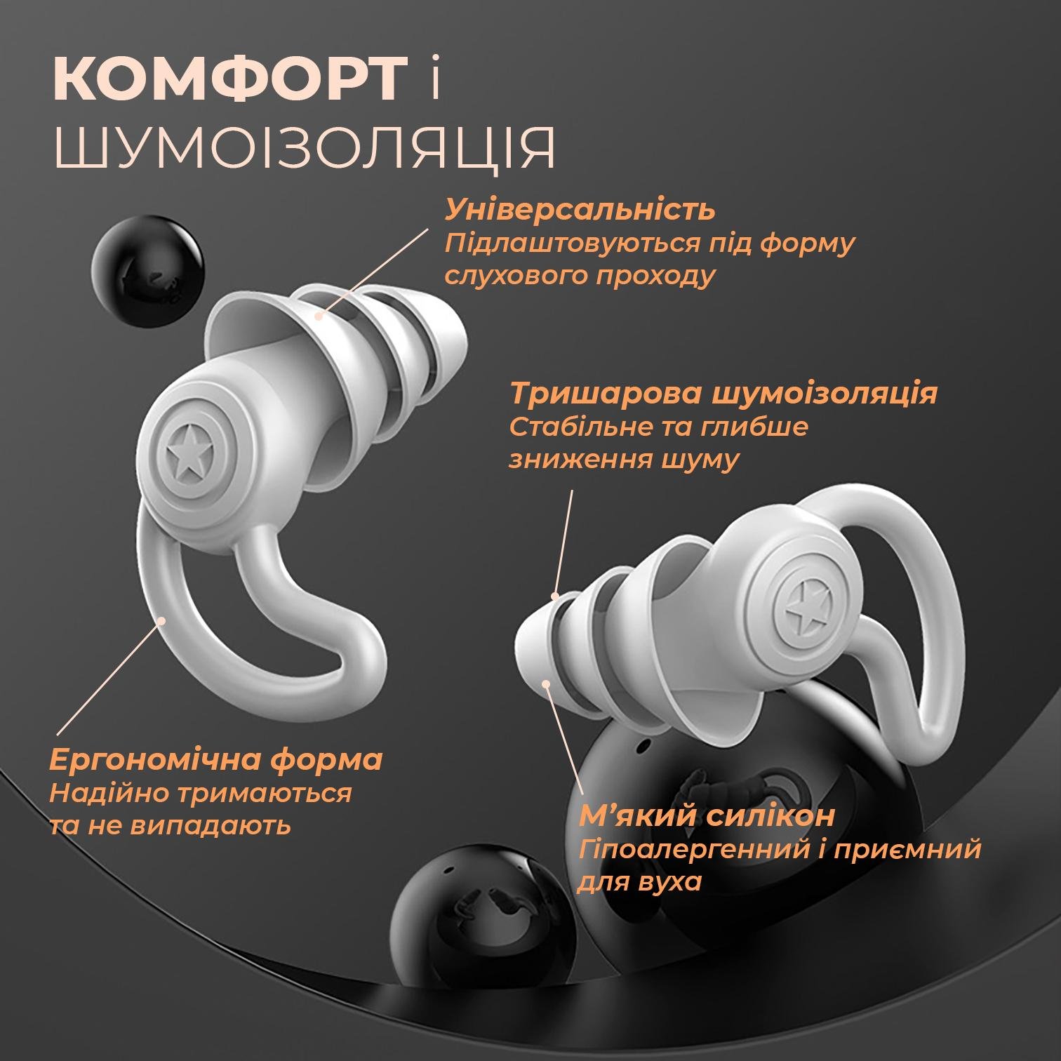 Беруши для сна Univerza Акула силиконовые шумоподавляющие анатомические в футляре Черный - фото 9 Беруши для сна Univerza Акула силиконовые шумоподавляющие анатомические в футляре Черный - фото 9